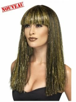 Perruque Longue D'égyptienne Noire Et Or