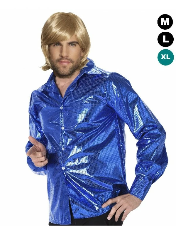 Deguisement Halloween Magasin -Le Bal Fantôme Magasin chemise disco cloclo bleue